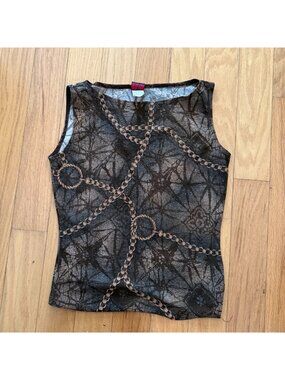 Y2K Style Women's Large Sleeveless Brown Chain Print Top